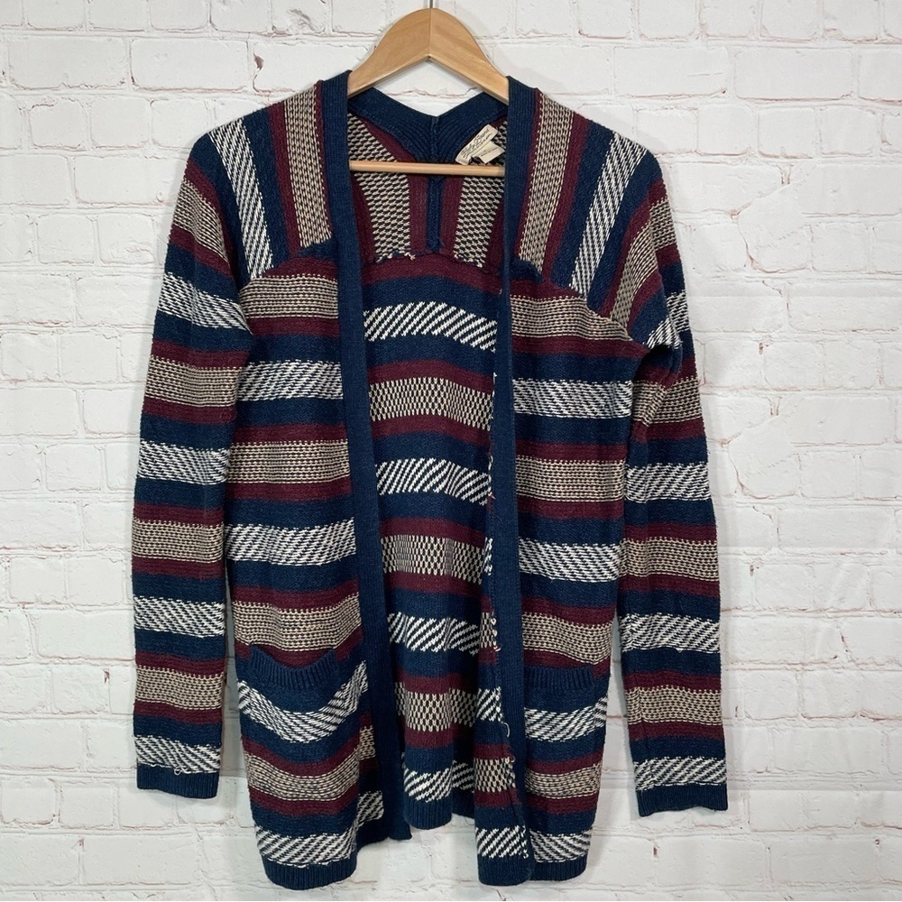 Lucky Brand Open Long Sweater Cardigan Womens Size Small Knit Striped